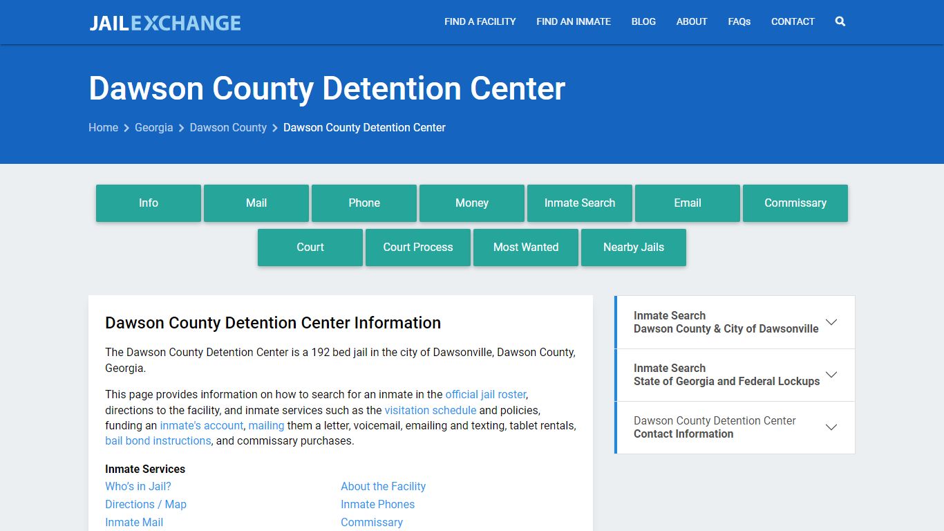 Dawson County Detention Center, GA Inmate Search, Information